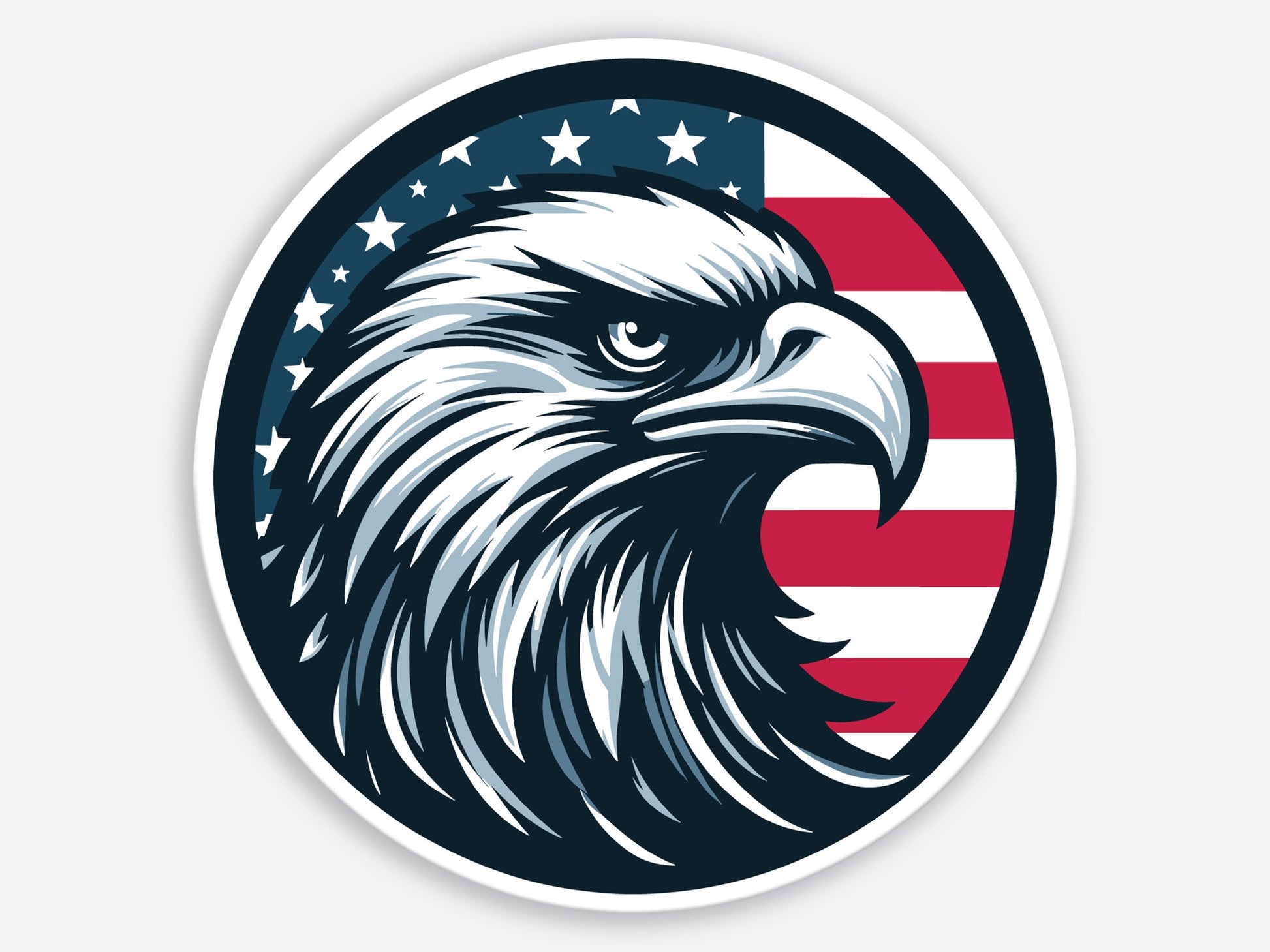 Patriotic Bald Eagle Head with American Flag Background Sticker