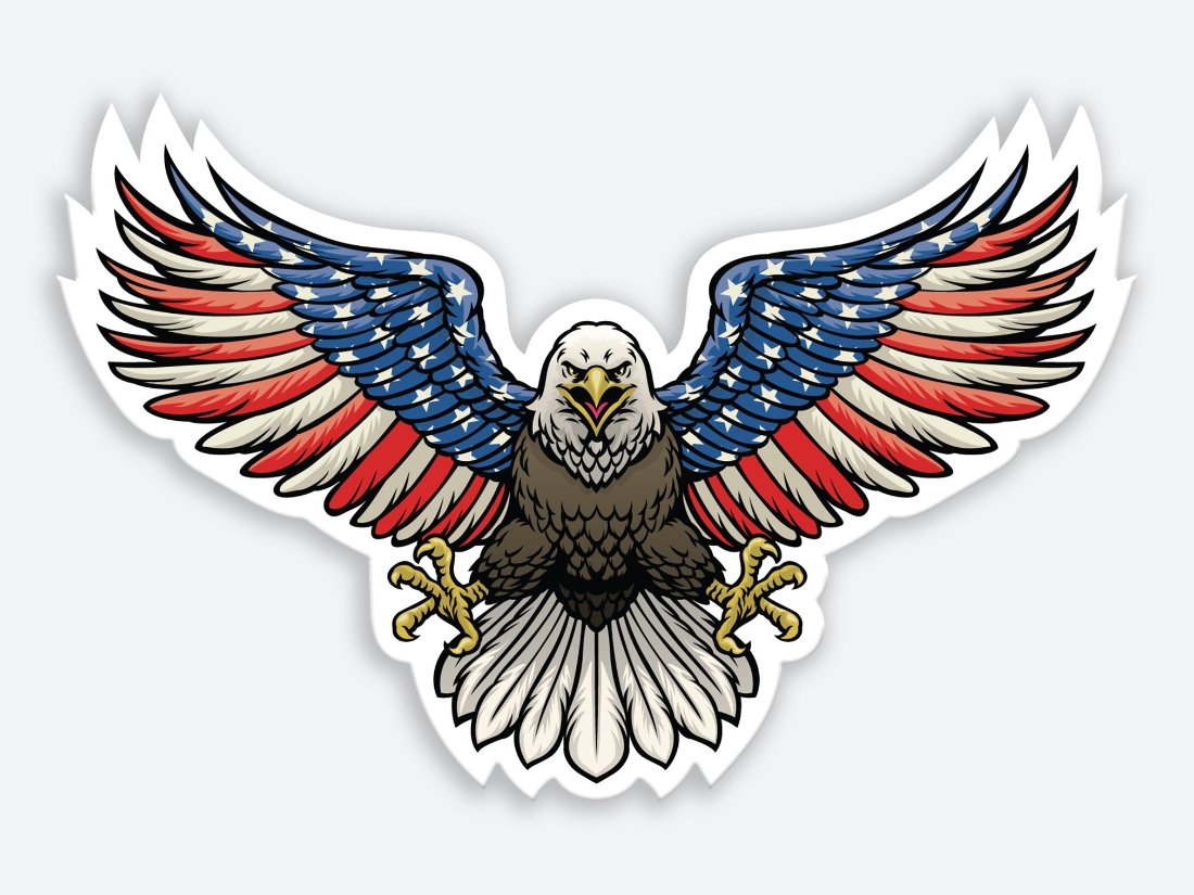 American Bald Eagle with American Flag Wings - Majestic Design Sticker