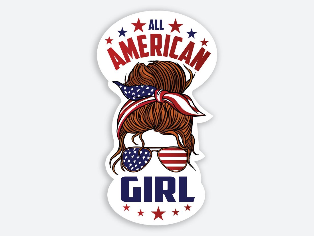 All American Girl with Patriotic Bandana and Sunglasses Sticker