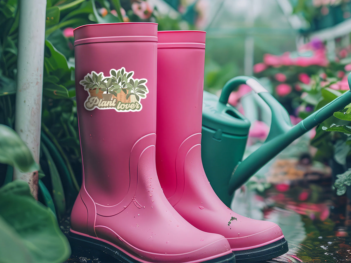 High-quality “Plant Lover” sticker featuring vibrant green potted plants, perfect for indoor gardening enthusiasts.